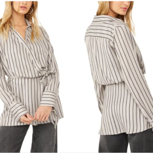 FREE PEOPLE striped belted top size large - Picture 3 of 4